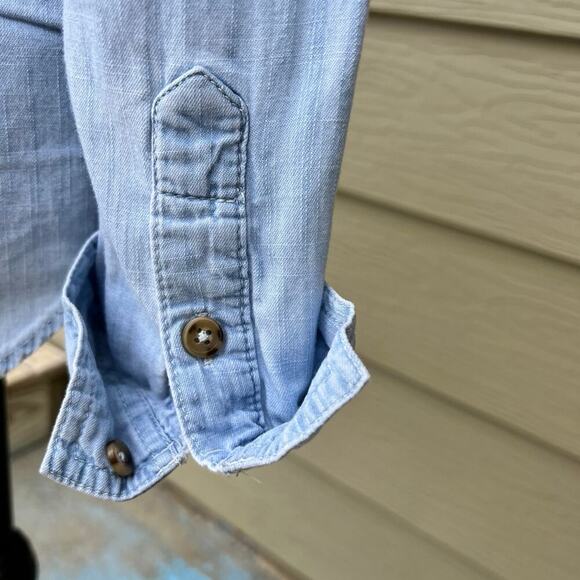 SO PERFECT SHIRT, women's size S, Relaxed, rhinestones on collar tip, denim - Picture 6 of 11